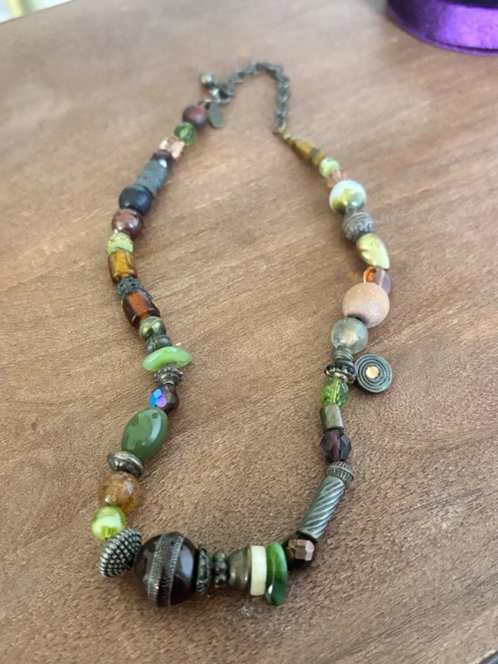 Chico’s Boho Mixed Bead Statement Necklace Earth Tone Anthro Style
